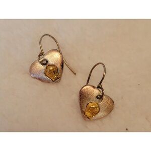 Vintage TM & WB Warner Bros. Silver Gold Tone Heart Earrings w/ Donald Duck Face